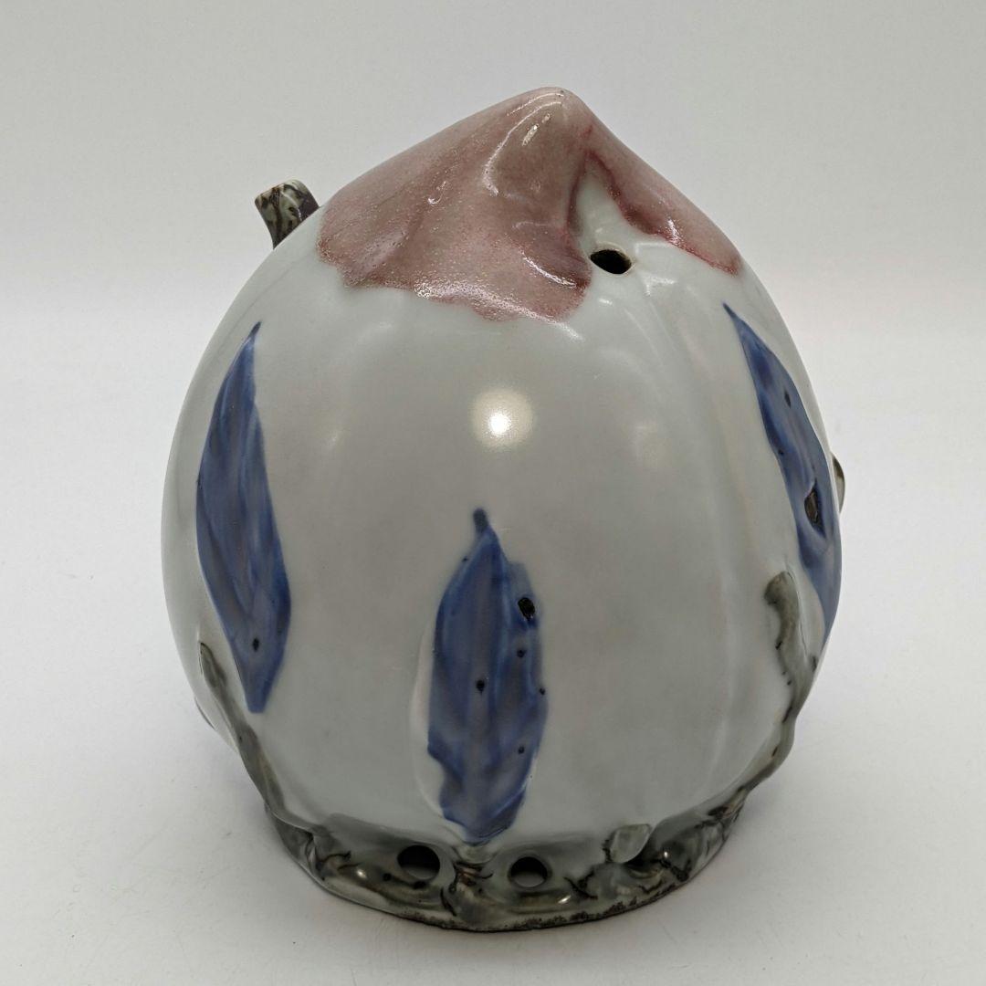 李朝 特大桃型水滴 辰砂青華彩 高麗白磁 染付 李氏朝鮮 書道具 水差 水注