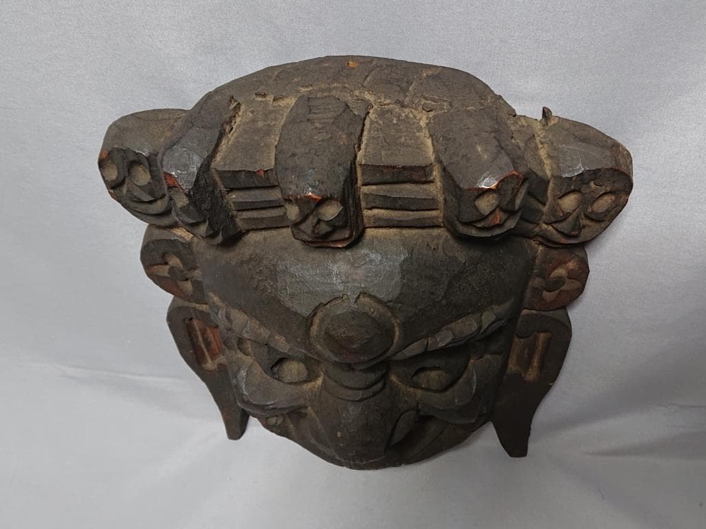 コレクター収集品 木彫 チベットの面