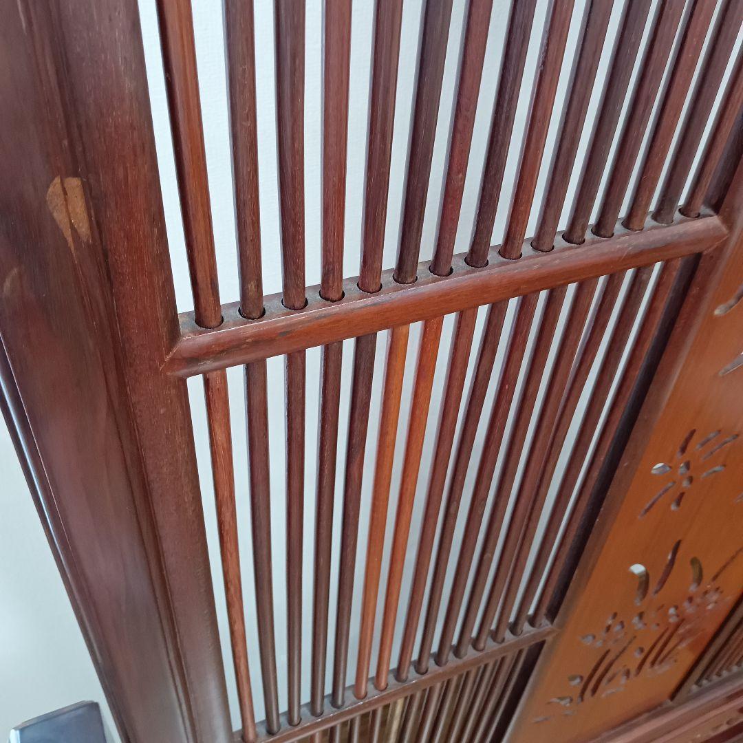 透かし彫り 唐木 衝立 ついたて インテリア アンティーク 目隠し 仕切り板