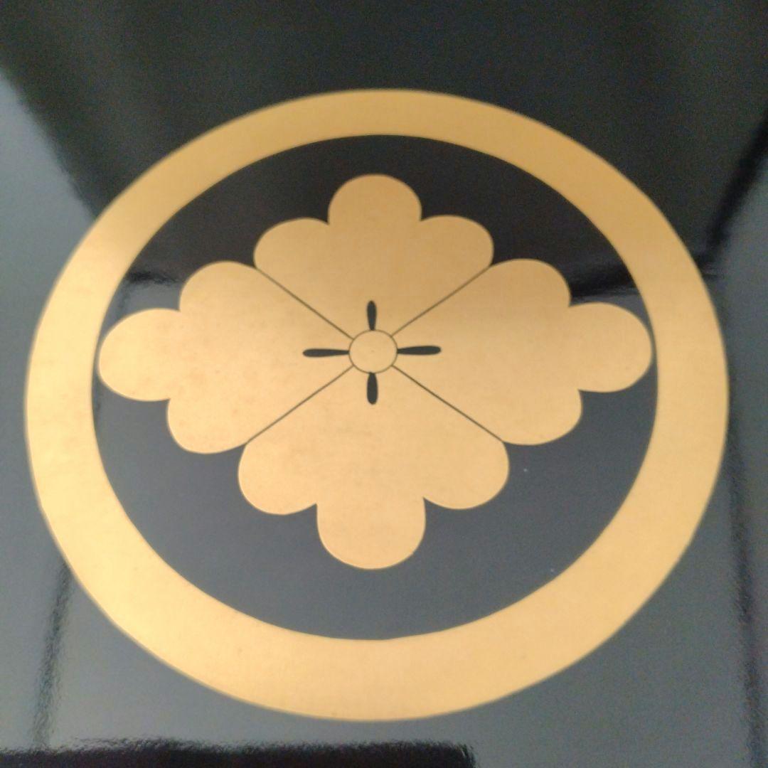 難あり　時代物　輪島塗　金蒔絵　重箱　二段重　家紋入　台付　木箱付