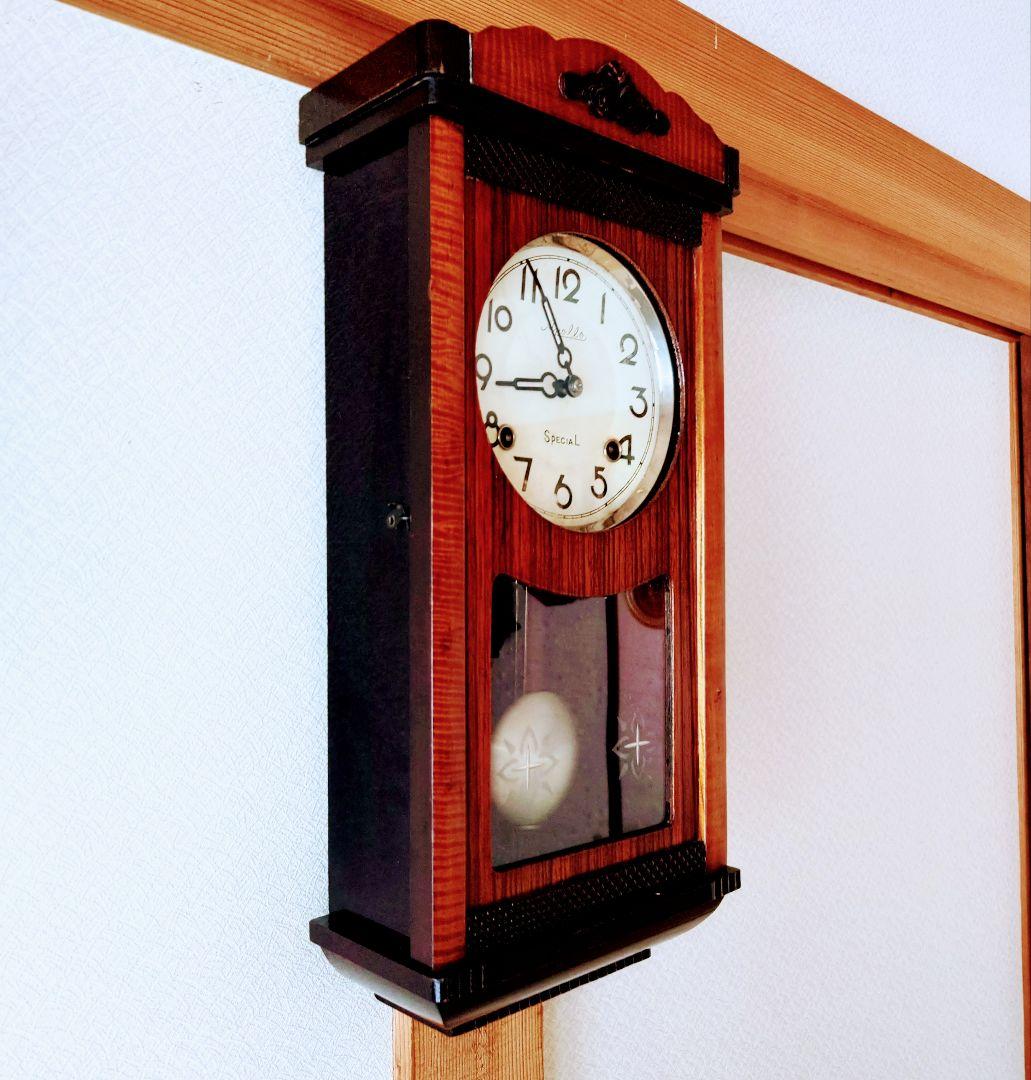 〈完動・美品〉Apollo時計社　宮型ゼンマイ振り子時計　ボンボン時計古時計