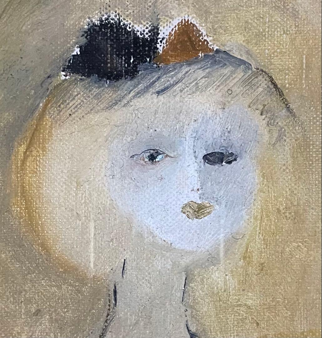 織田広喜 少女 油彩 二科会理事長 3号 e123 織田広喜 赤い帽子と赤い