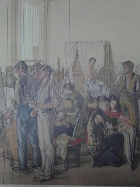 小磯良平、絵画、希少なデッサン画集より、新品高級額装付、状態良好