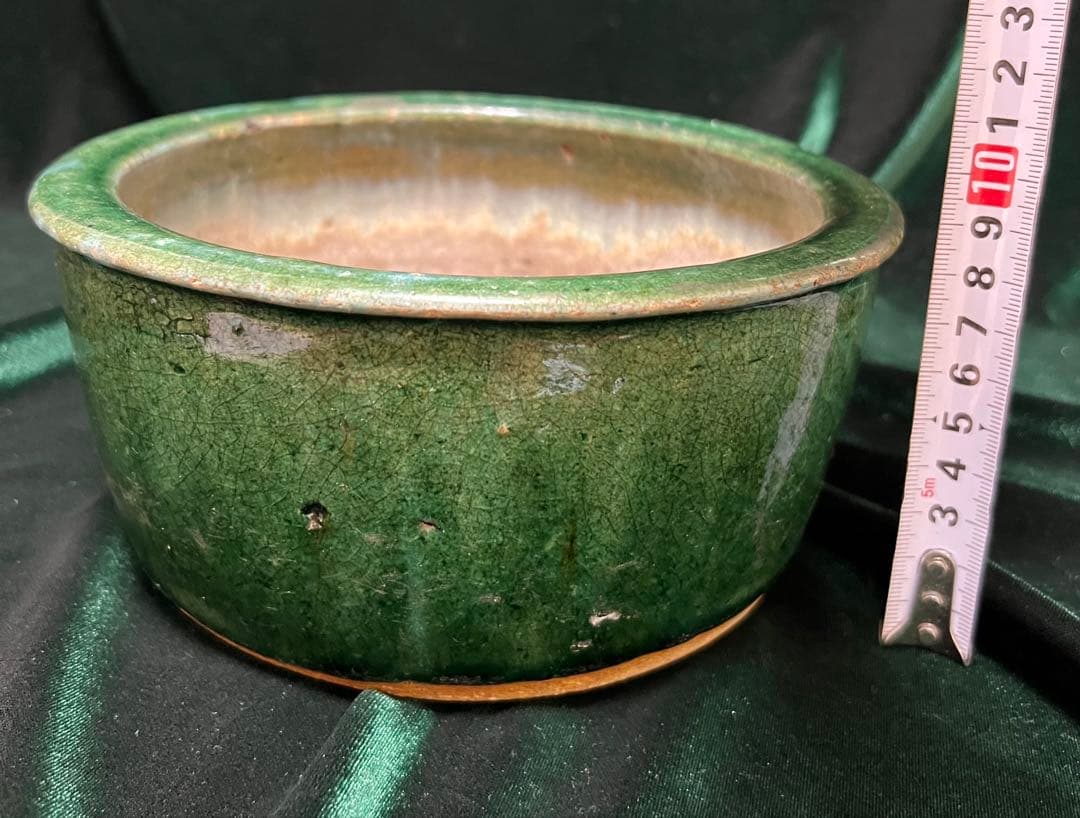 中国清朝在銘（石湾和安造）緑釉陶器 古美術 骨董品