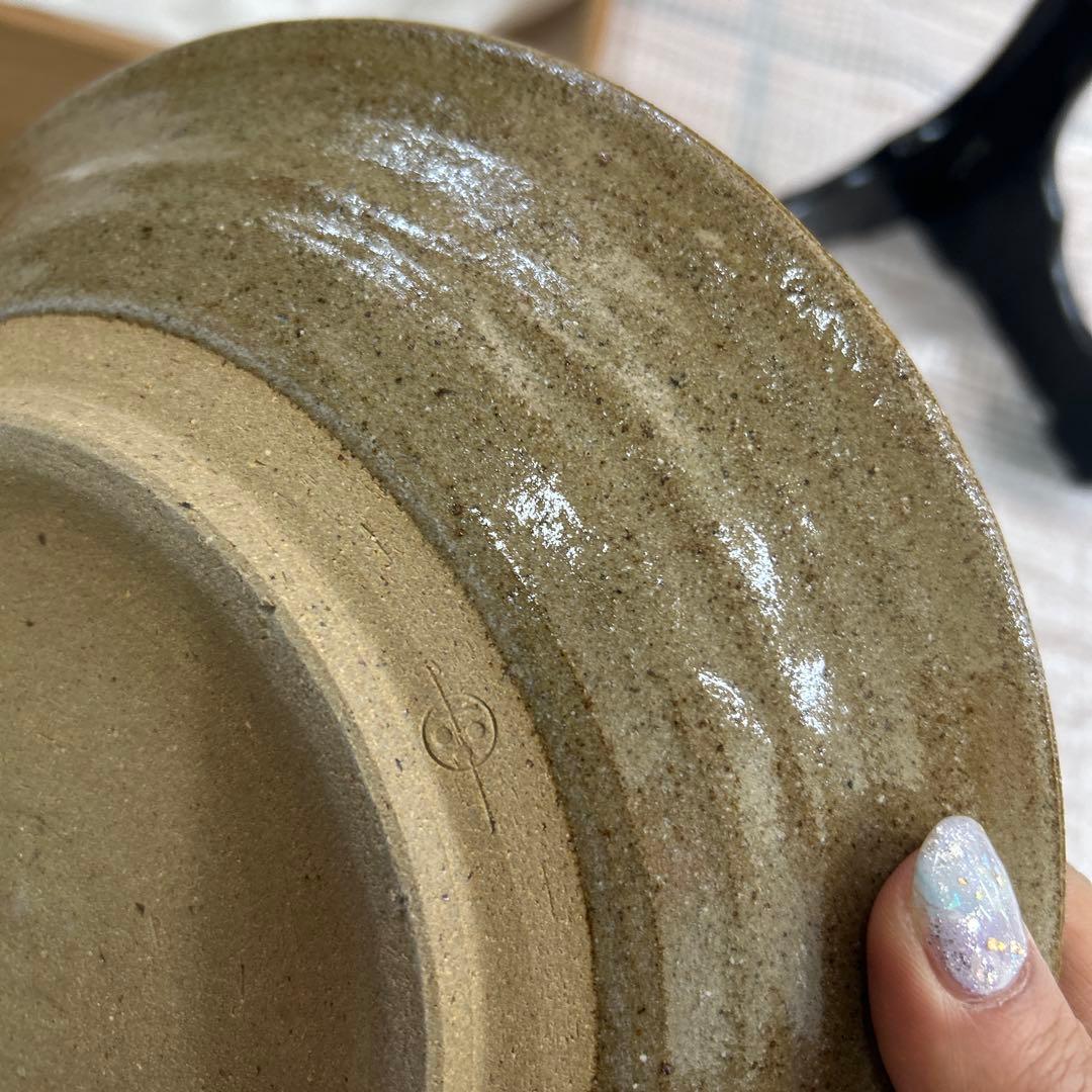 大皿■絵唐津笹紋皿 唐草 飾り皿 料理皿 粉引 古美術 時代物 骨董品■落款入り