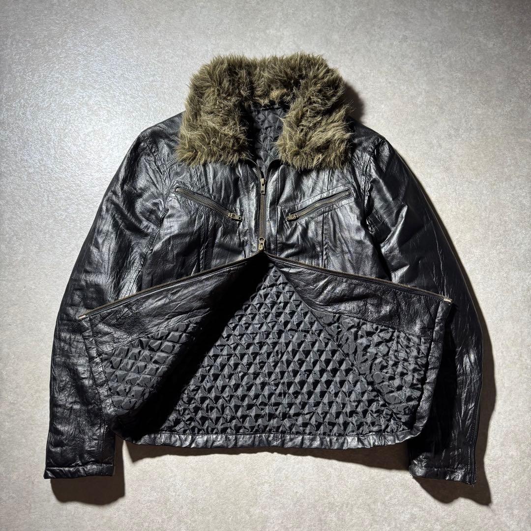 00s jack rose leather fur jacket 平成 ギャル男