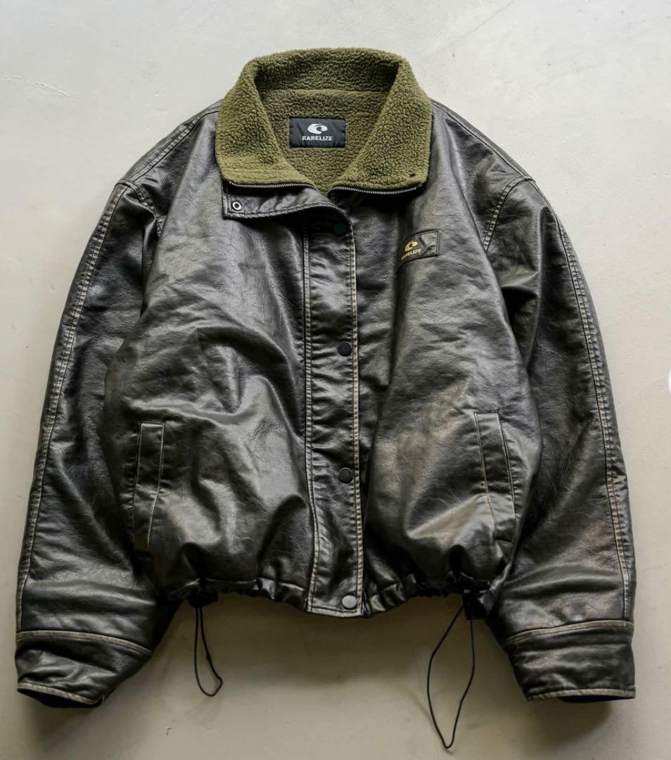 地底人オンライン リバーシブルPUレザーフリースジャケット