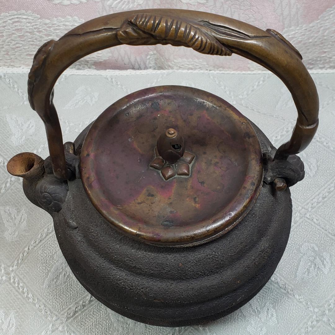 【大名品】◆日本亀文 『拙家琵琶湖有東』芋頭形蝸牛耳 鉄瓶 亀文堂 波多野正平◆