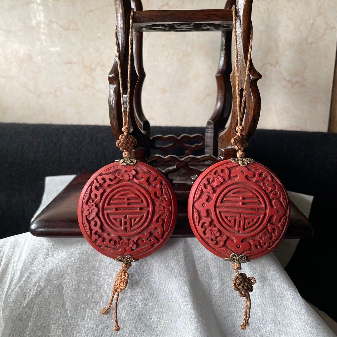 堆朱 漆 風鎮 朱 中国 アンティーク 掛軸 飾り 古玩 古美術 China 赤