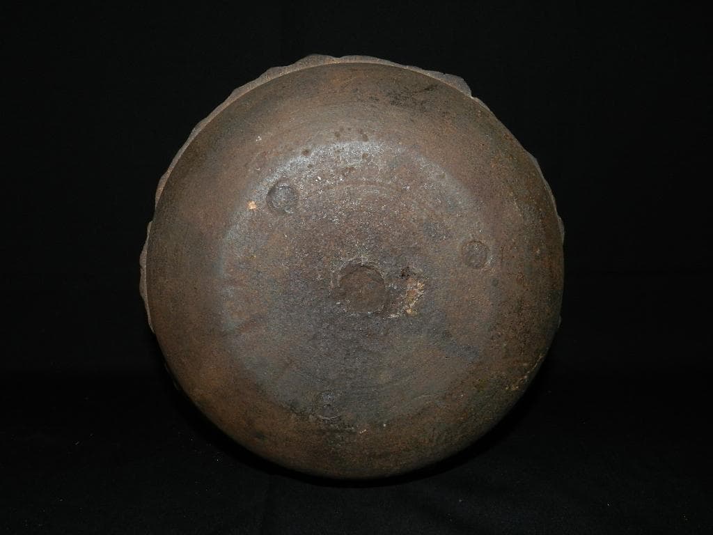 O18茶道具 江戸期 小槌環付き形 俵形白肌鐵地 亀摘み蓋 お安くしました！