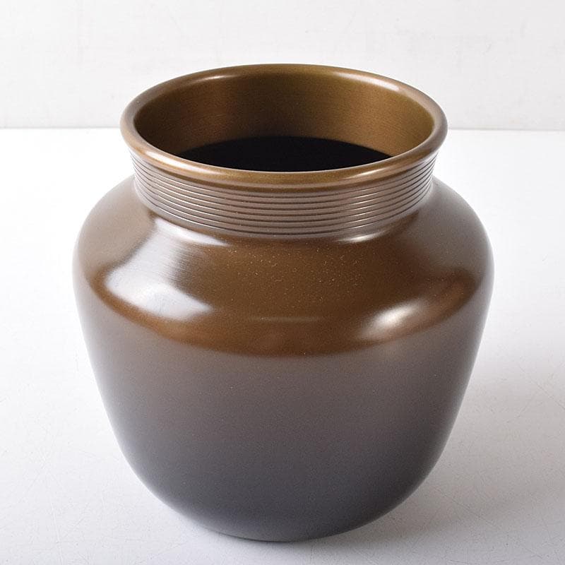 茶道具　釜師　川邊憲一(三代庄造)造　唐銅　口糸目　建水　共箱　N　R8397