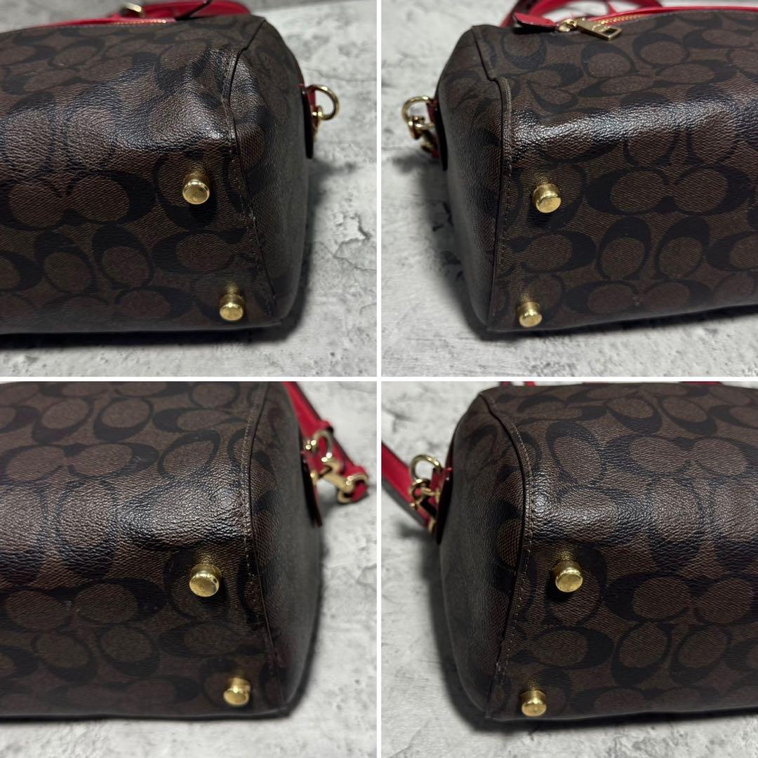 極美品✨️コーチ 2way ボストンバッグ PVC レザー シグネチャー 茶 赤