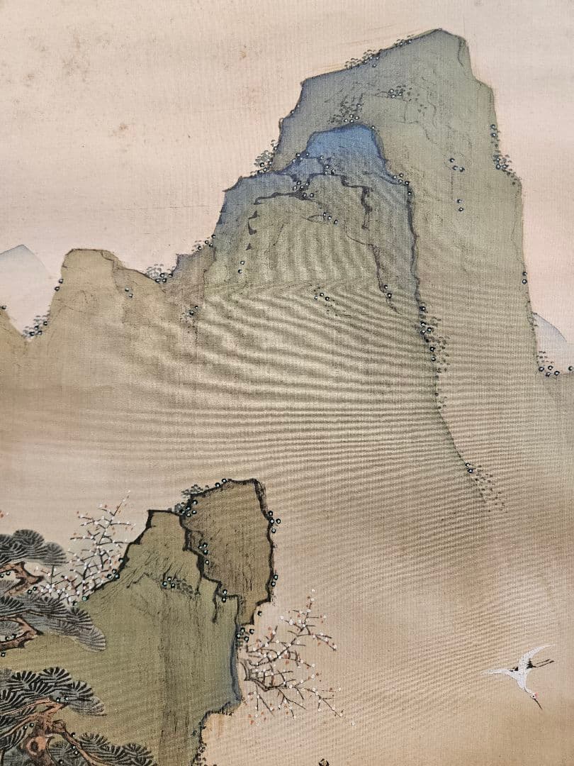 春木南汀 「蓬莱潭図」 双幅 絹本 肉筆 共箱 春木派宗家 山水画 掛軸 牙軸