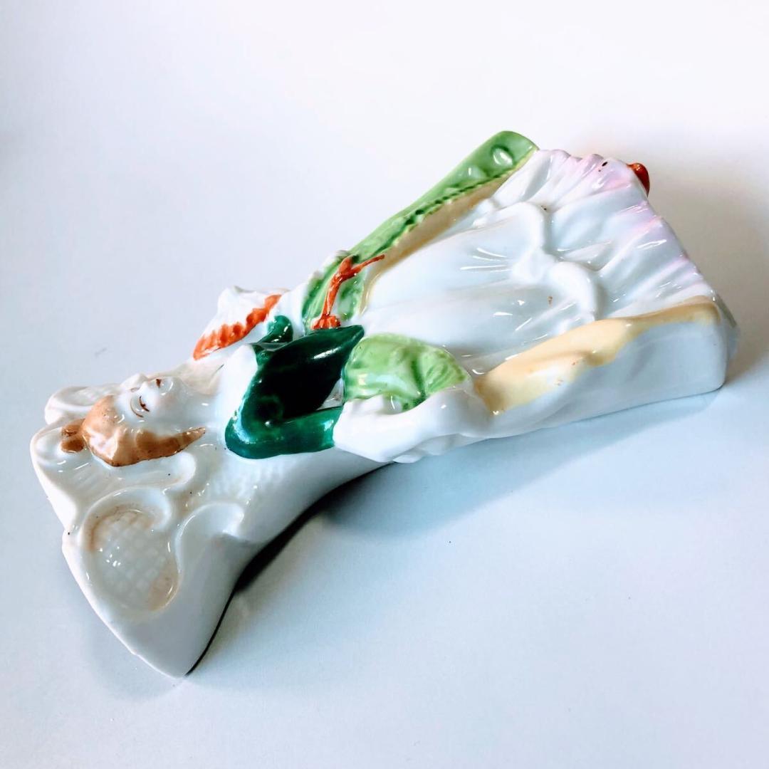 3905 コロニアル・レディ 磁器製 壁掛けポケット花瓶 日本製 1950年