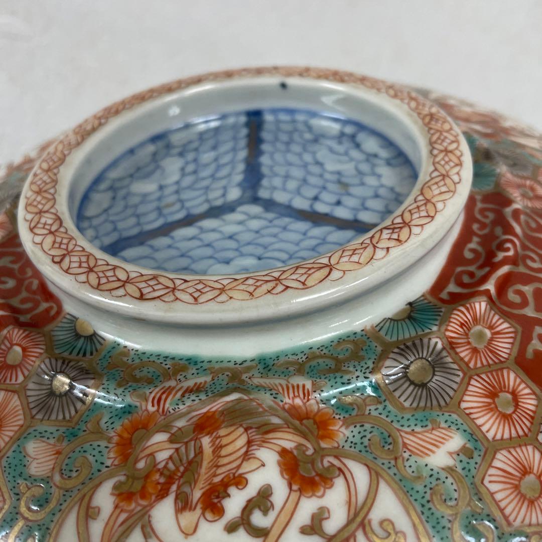 古伊万里 蓋物 菓子器 大平鉢 赤絵 色絵 窓絵 箱付