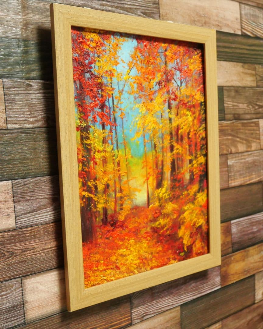 油絵 絵画 【森の紅葉】