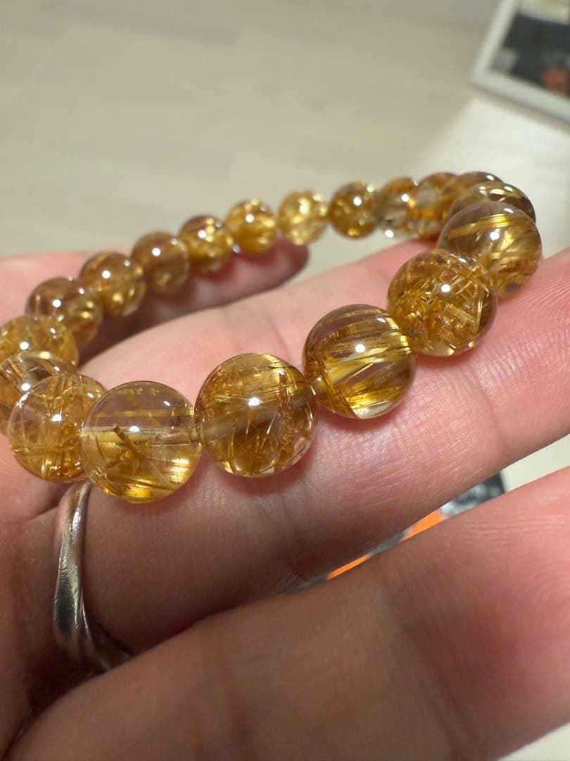 極上タイチンルチルクォーツ　10mm 鑑別書あり