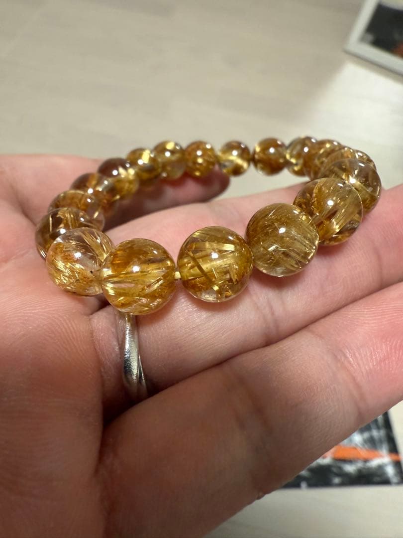 極上タイチンルチルクォーツ　10mm 鑑別書あり