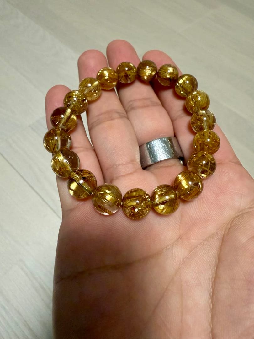 極上タイチンルチルクォーツ　10mm 鑑別書あり