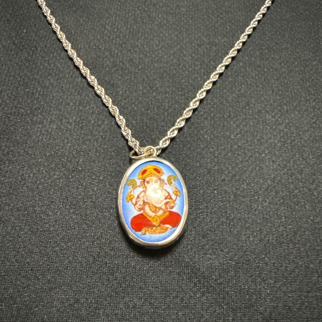 ガネーシャ（ブルー）オームペンダント藤井風ネックレスお風呂チェーン