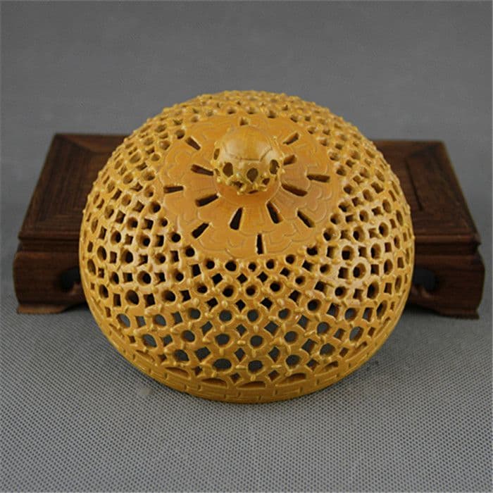 清乾隆黄釉回転式透かし香炉 景徳鎮 陶磁器 装飾品 現代工芸