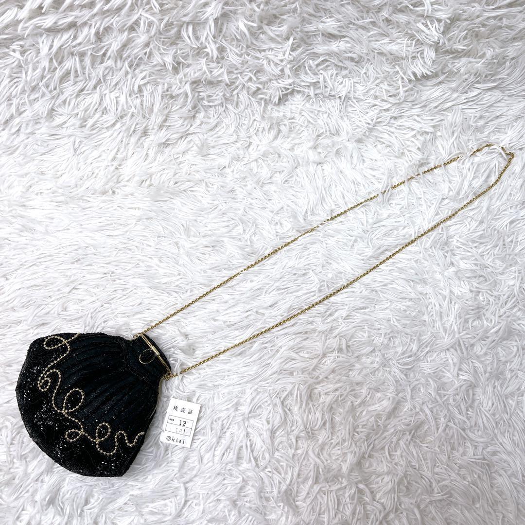 【希少】ルミーはしもと ビーズバッグ パーティーバック ショルダー 黒 ゴールド