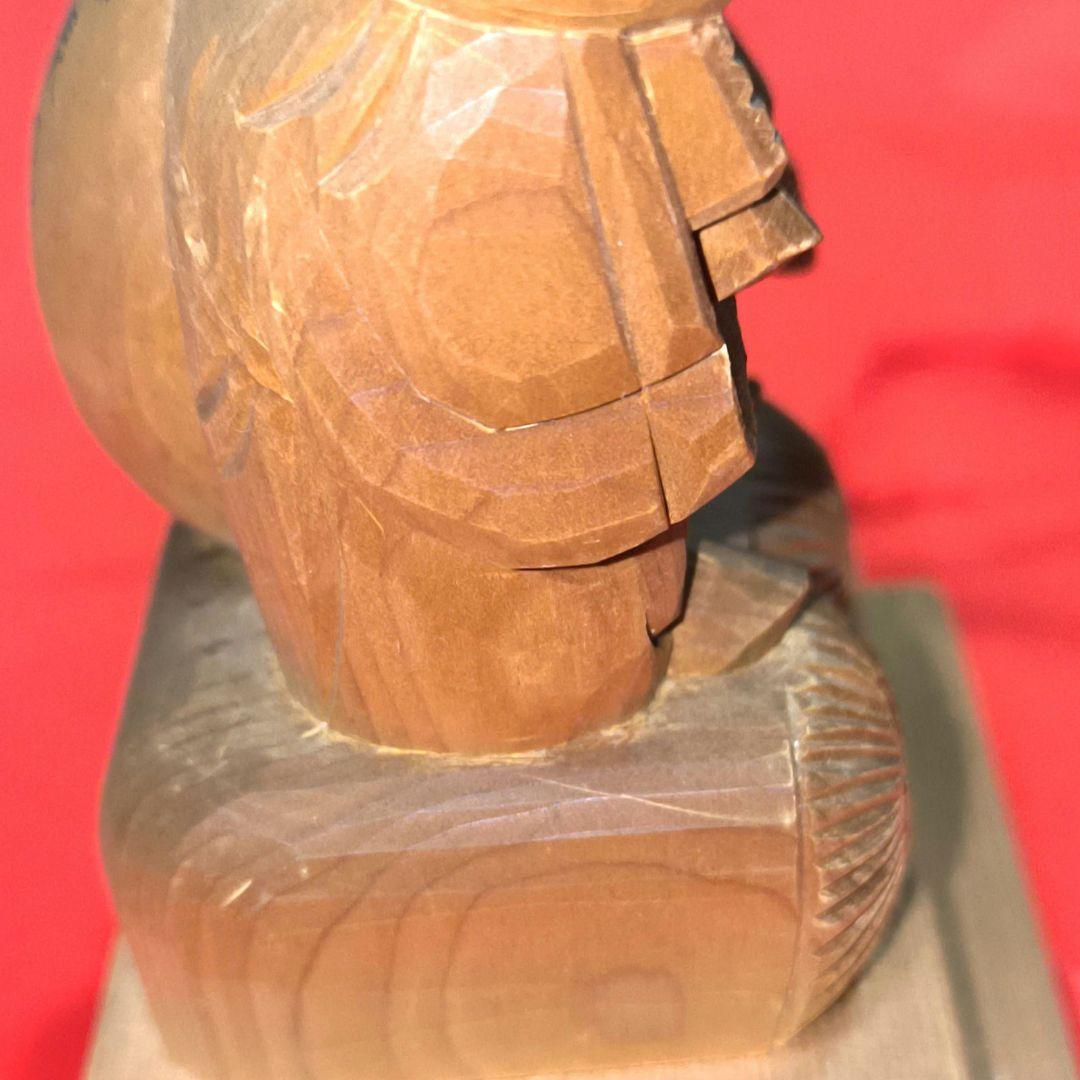 値下げ」骨董美術品木製 福の神像 昭和九年刻印「商売繁盛」 - メルカリ