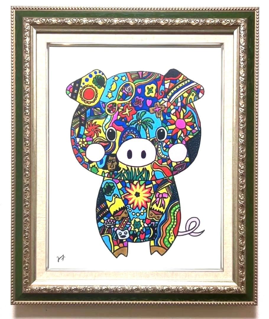 F6号】ジミー大西（PIG）手描き/表裏サイン有り/油彩/アクリル/絵画