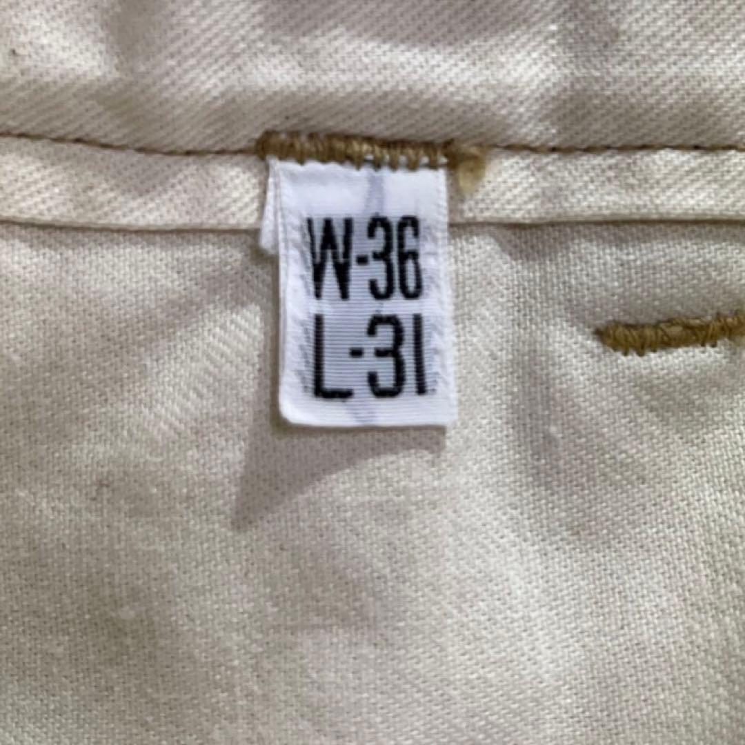 80s 90s USA製 チノパン W36L31 ベージュ M-41 両玉縁