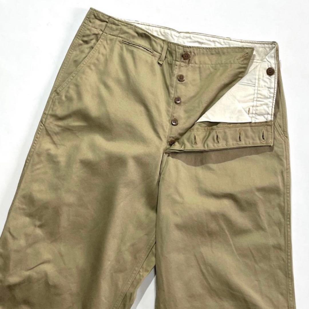 80s 90s USA製 チノパン W36L31 ベージュ M-41 両玉縁