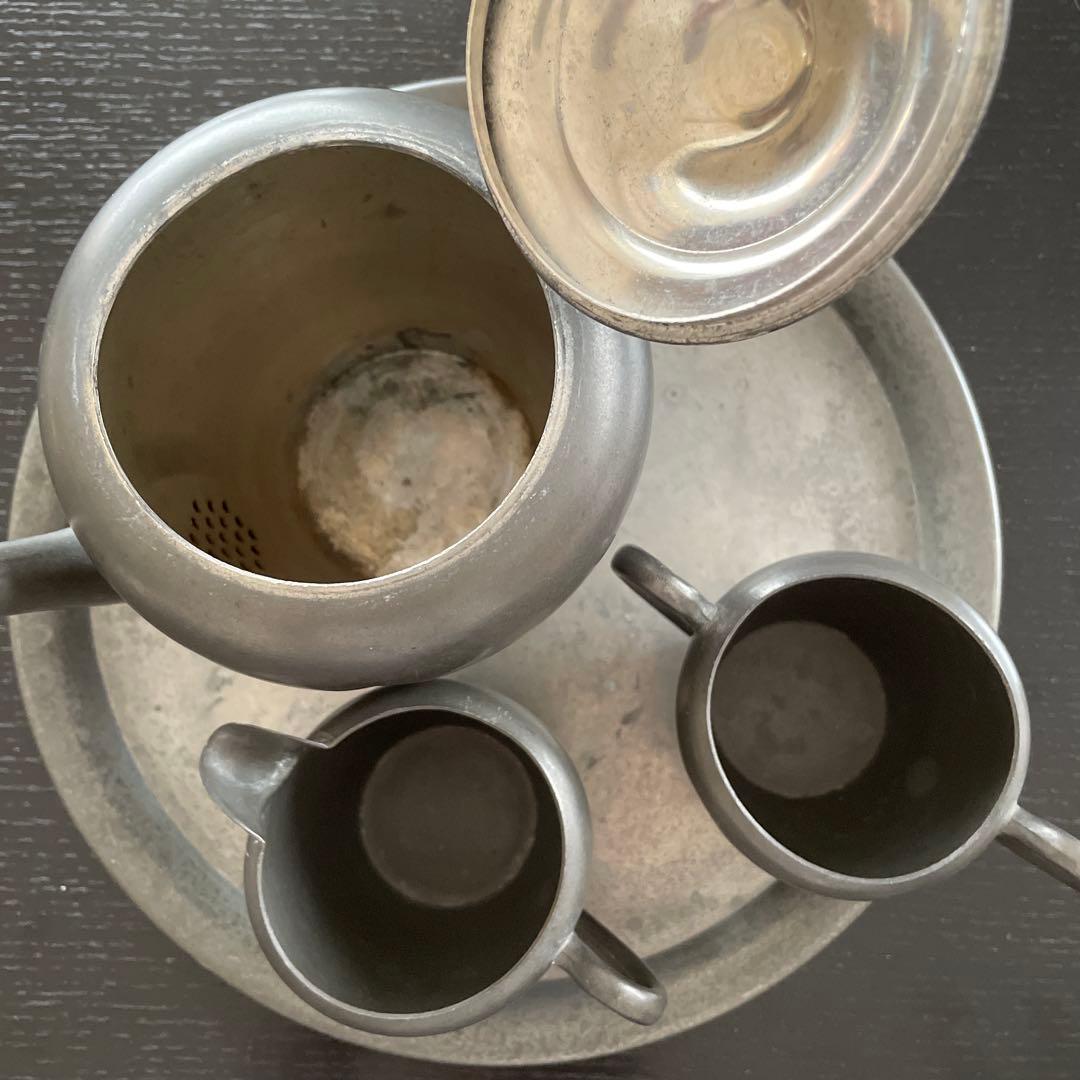 crescent pewter 社 ビンテージ ピューター製ティーポットセット