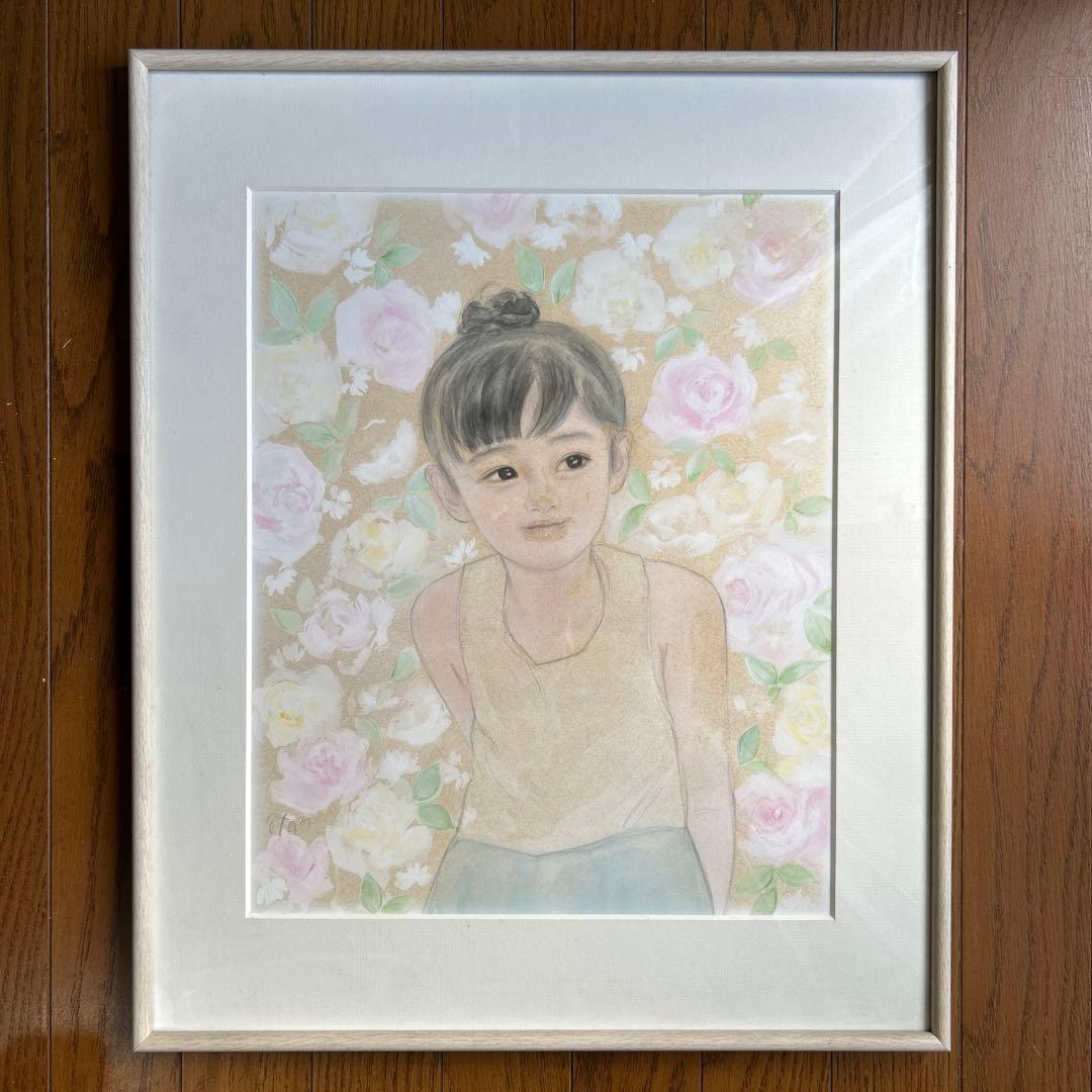 絵画　水彩画　原画　少女　おおた慶文　「バラのかくれんぼ」 絵画 水彩画 原画 少女 おおた慶文 「バラのかくれんぼ」 ❗️緊急