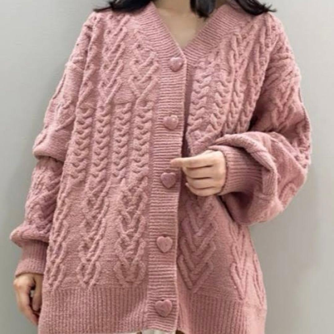 gelato pique　スフレハートアランカーディガン& ヘアバンド　ピンク