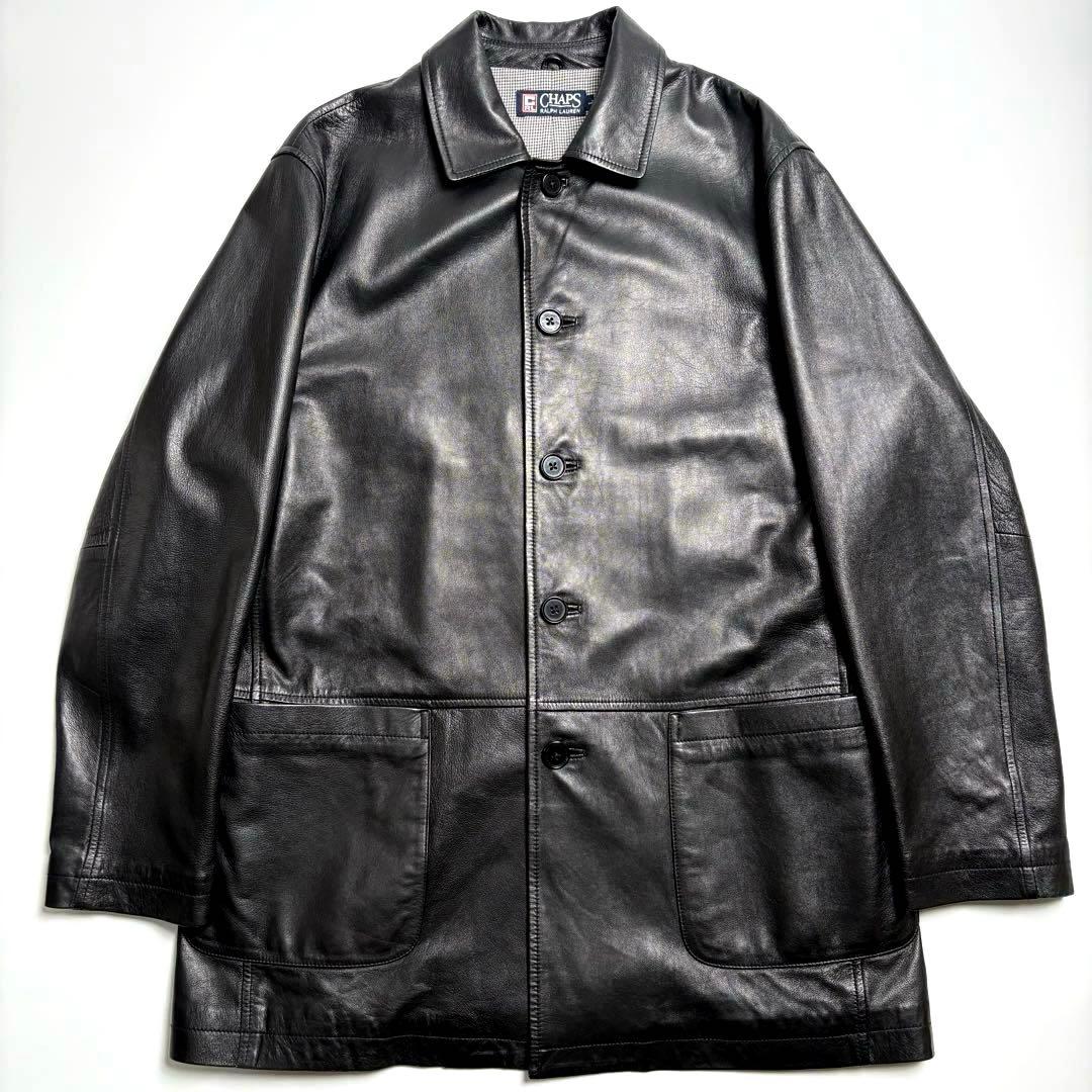 羊革】ラルフローレン レザージャケット 黒 L カーコート