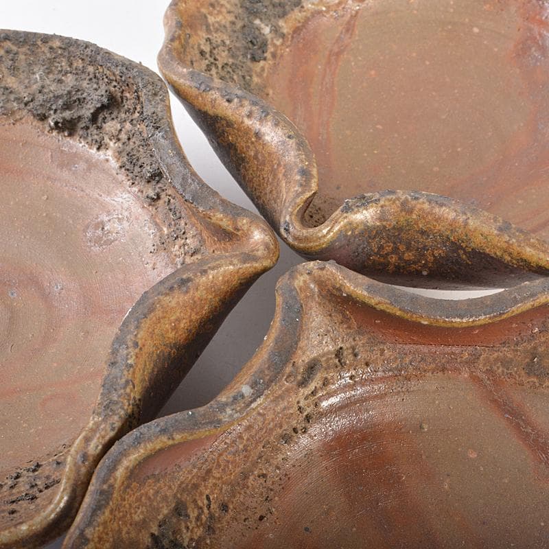 和食器 備前焼 藤原謙（三代藤原楽山）作 銘々皿 五客 共布共箱 M