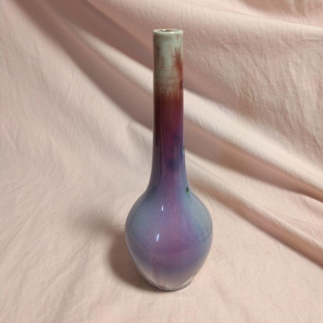 孔雀釉　龍野焼　松山雅英　花入れ