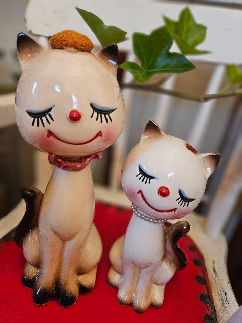 希少 当時物 内藤ルネ？ ねこ 置物 貯金箱 昭和レトロ