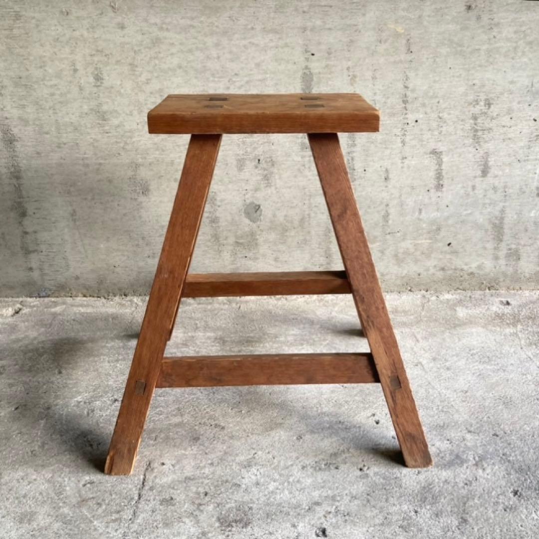 古いスツール チェア 椅子 踏み台 ステップ台 作業椅子 花台 木製 レトロ