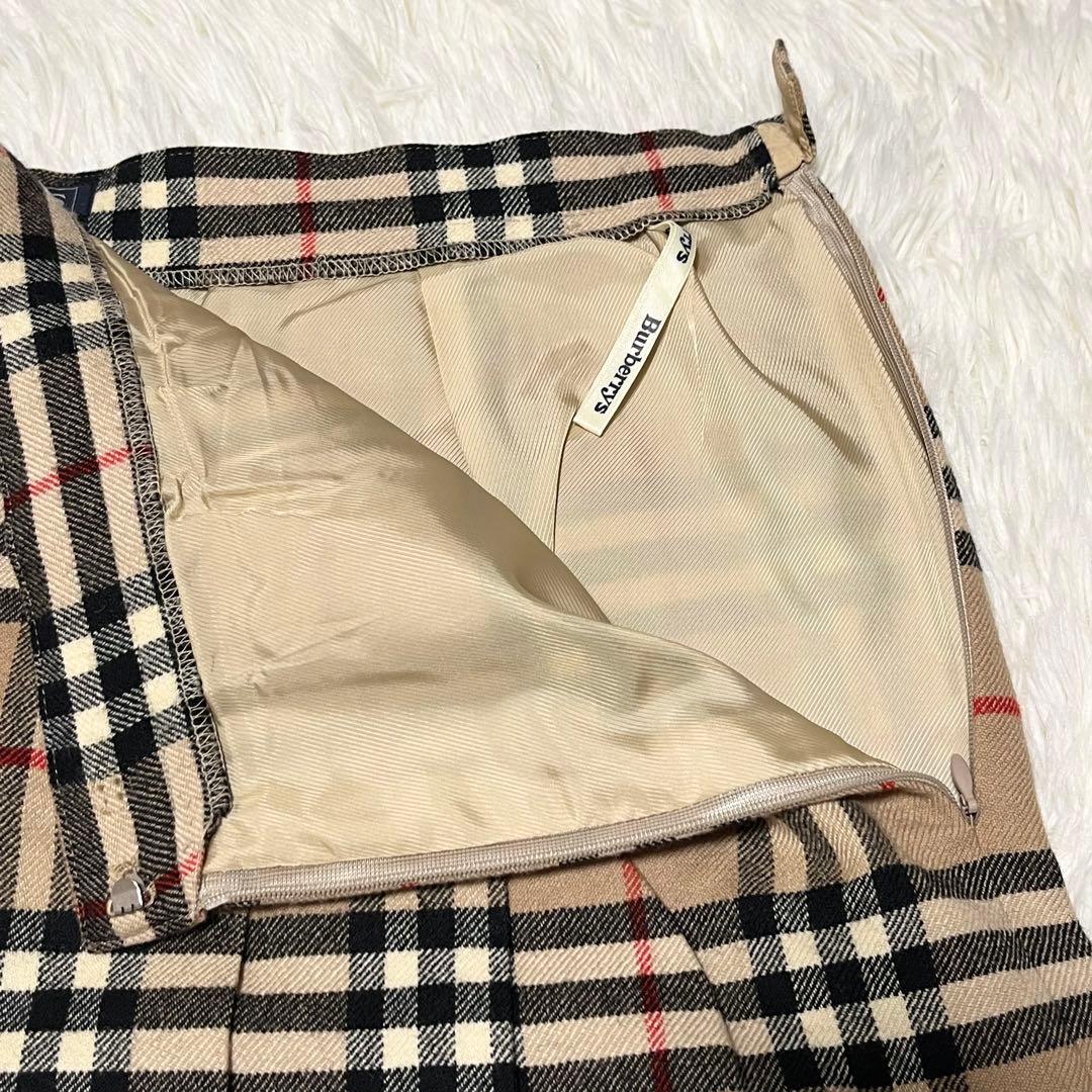 希少✨バーバリーズ ウール100% プリーツスカート ノバチェック 17号