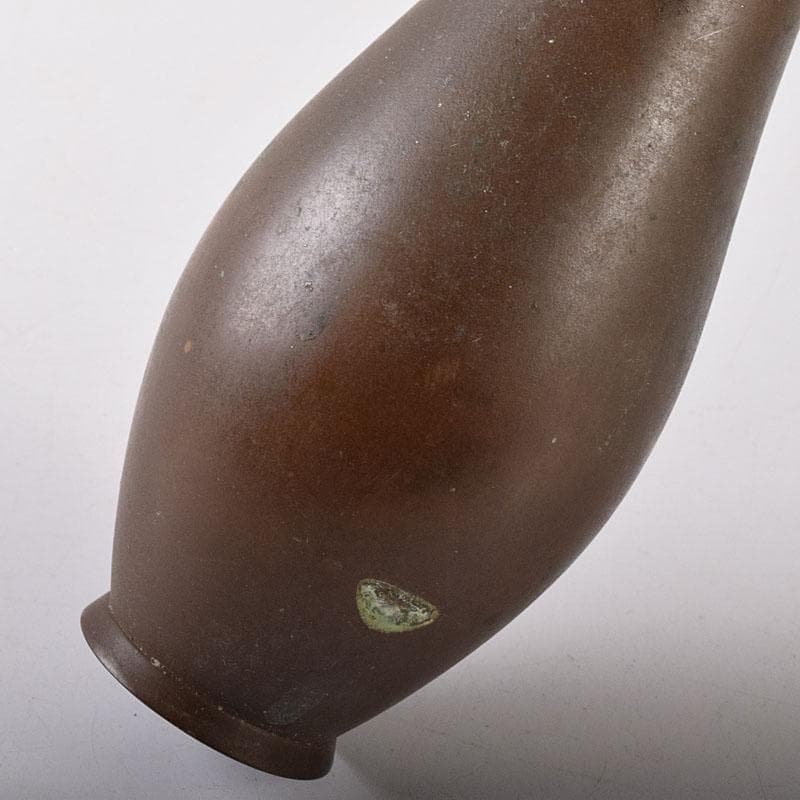 平安 秦蔵六造 古銅 鶴首花入 花瓶 M R7907