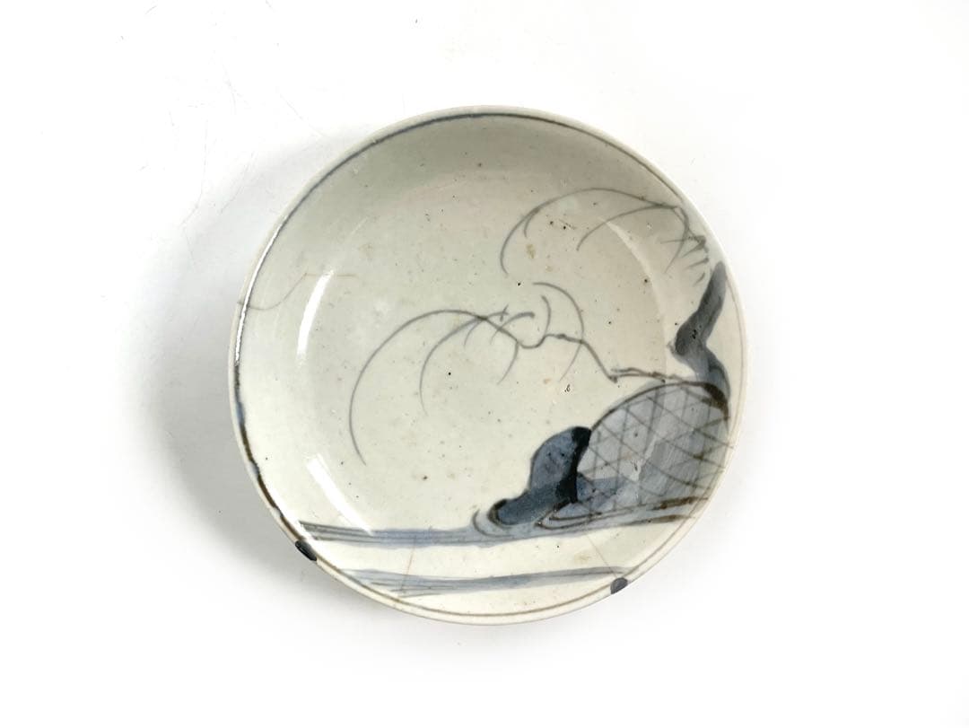 骨董　アンティーク　初期伊万里　蛇籠文様　丸皿　平皿　初期　染付　箱付き 骨董 アンティーク 初期伊万里 蛇籠文様 丸皿 平皿 初期 染付 箱付き