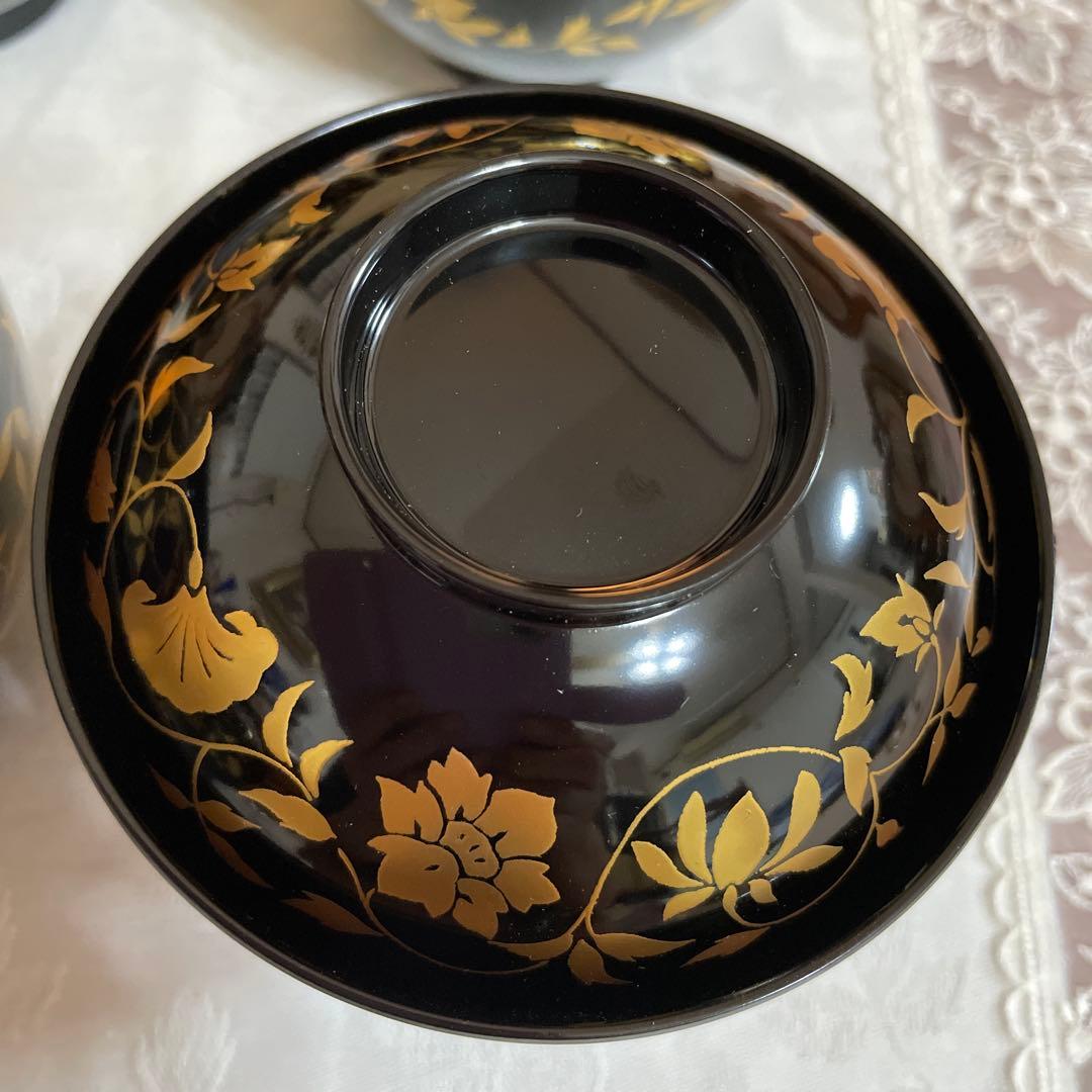 会津塗 乙造作 金彩蒔絵 本漆塗仕上げ 蓋付きお吸物椀 5