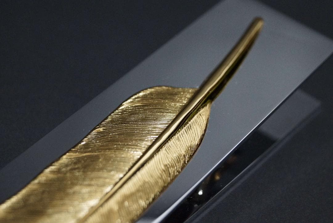 銀器 宮本商行シルバークリップ 羽フェザー ゴールド M.SILVER刻印