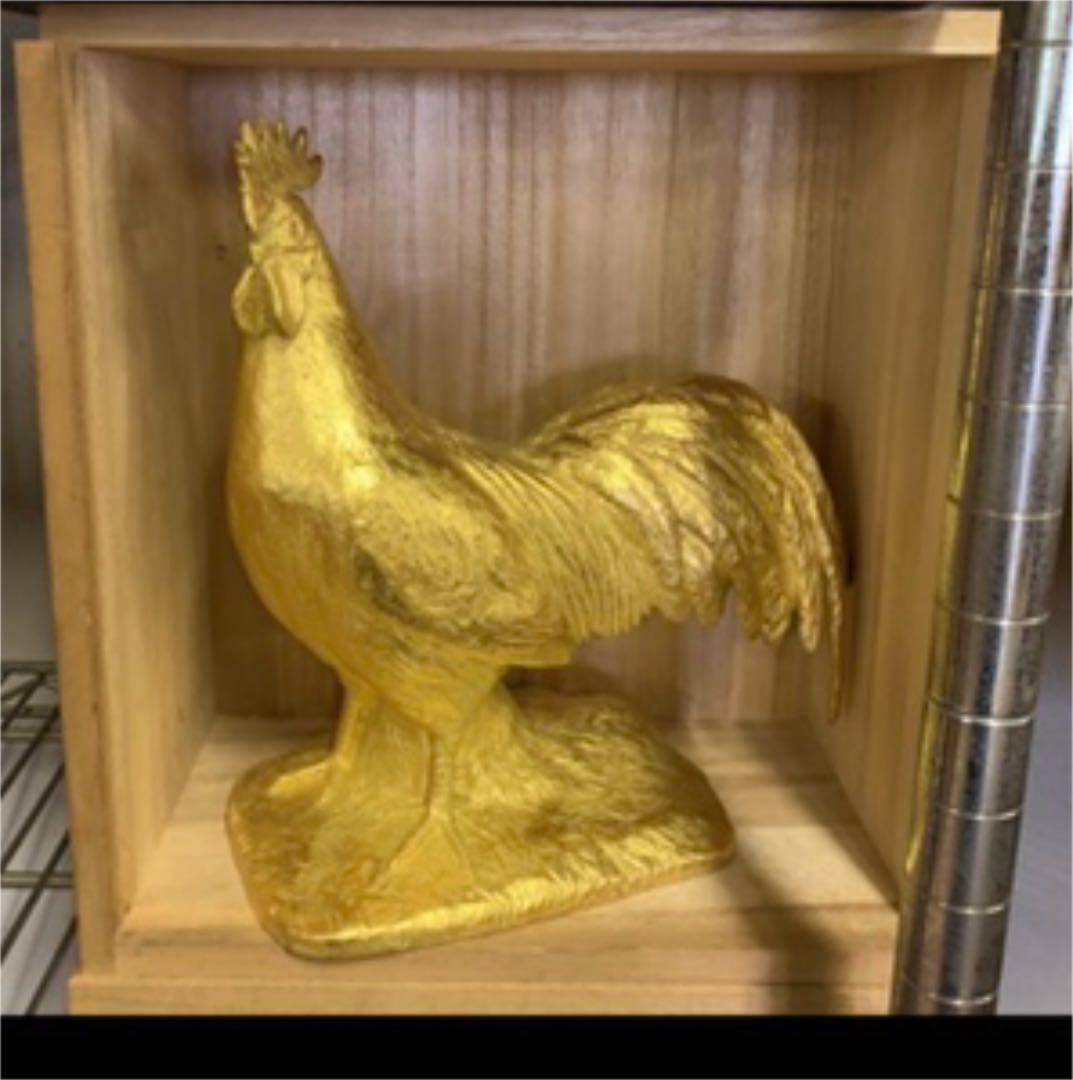 富永直樹 定価25万ブロンズ製 金箔仕上げ 御神鷄 ひとみ桐箱付