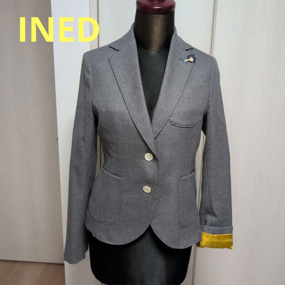 INED/グレー テーラードジャケット クローバー イエロー袖裏地 - メルカリ