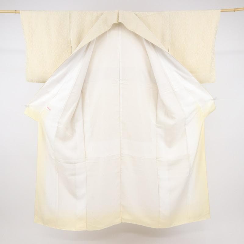 《ちゃ★小さめ■上質お召■細やか矢羽根の織り模様■淡黄色◆TY11-12》