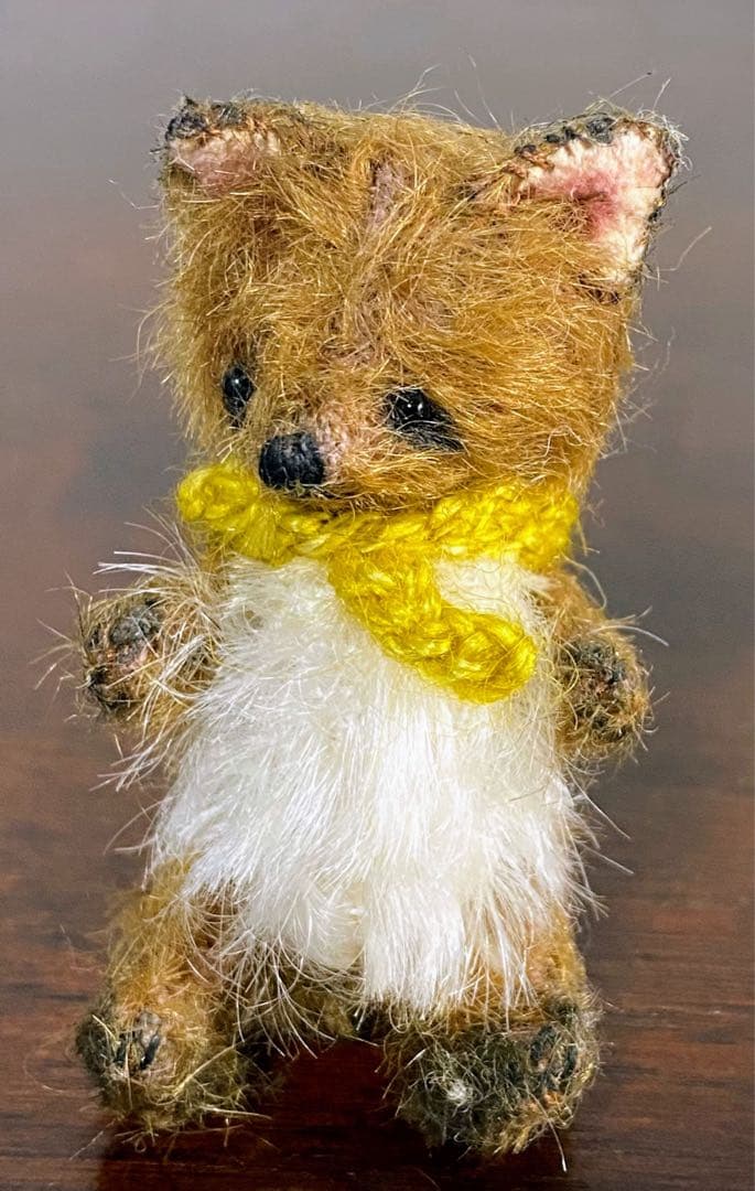 moriのえほん様 黄色スカーフのたぬき ぬいぐるみ ミニチュア ハンドメイド
