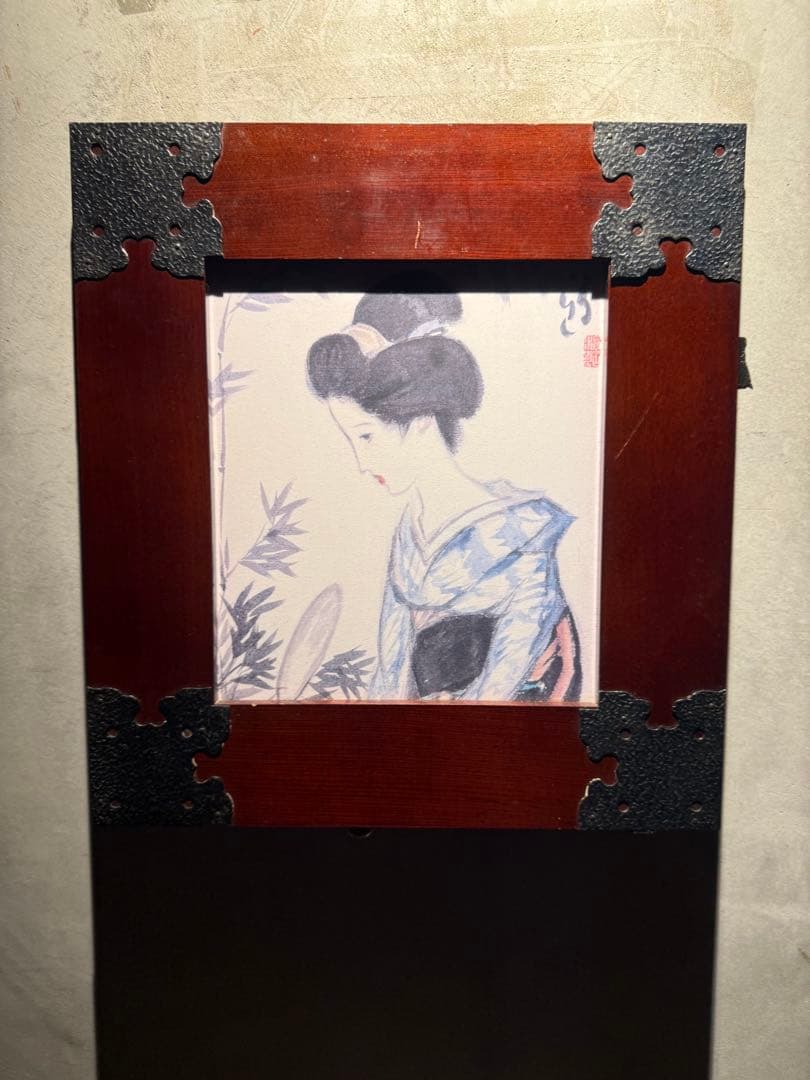 竹久夢二　色紙　木製フレーム
