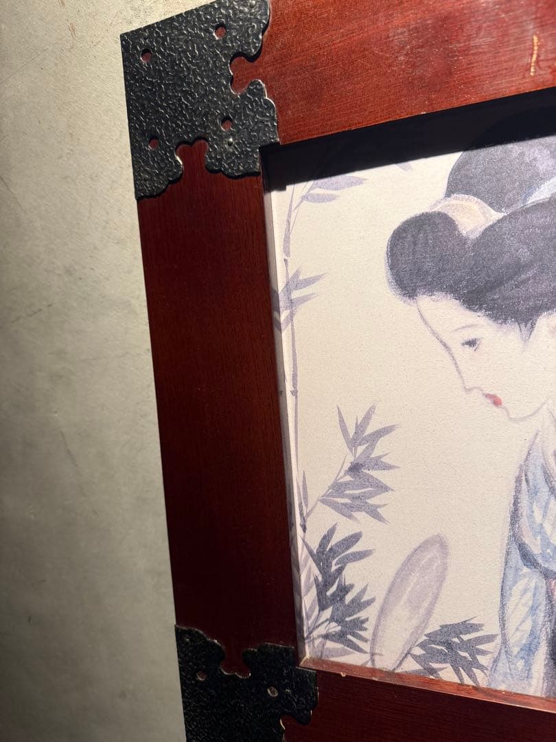 竹久夢二　色紙　木製フレーム