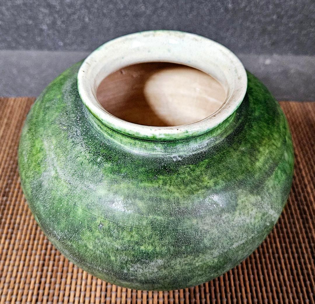 中国古美術 中国古陶磁器 中国古玩 遼時代 遼緑釉 丸壺 罐